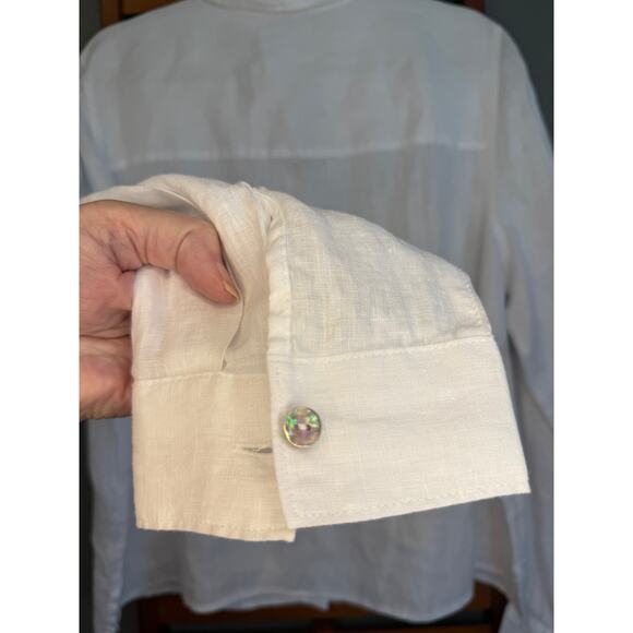 Rachael Zoe White Linen Long Sleeve Button Up |Size XL | NWT - Picture 4 of 8